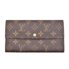 LOUIS VUITTON ポシェット ポルトモネ クレディ モノグラム 二つ折り長財布 PVC レザー 茶