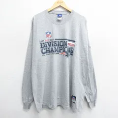 XL/古着 リーボック 長袖 ビンテージ Tシャツ メンズ 00s NFL ニューイングランドペイトリオッツ ロング丈 大きいサイズ クルーネック グレ