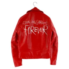 COMME des GARCONS (コムデギャルソン) ×Lewis Leathers FOREVERダメージ加工ダブルレザージャケット バックロゴライダースレザージャケット ペイント KZ-J012 レッドのサムネイル