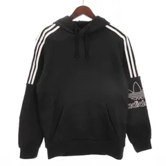アディダスオリジナルス adidas originals OUTLINE HOODIE アウトライン スウェット パーカー 長袖 ロゴ刺繍 プルオーバー コットン DX3850 黒 ブラック S トップス