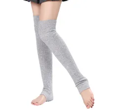 [17th] レッグウォーマー ロング レディース リブ編み ウール ルーズソックス ニーハイ サイハイ ヨガ ジム フィットネス (グレー) [グレー]