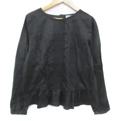 サマンサモスモス SM2 ブラウス シャツ 長袖 ラウンドネック 切替 レース 刺繍 F チャコールグレー /FF16