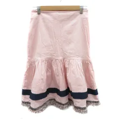 チェスティ Chesty アドリアナ コントレラス Adriana Contreras フレアスカート ギャザースカート ミモレ丈 フリンジ 4 XL 大きいサイズ ピンク /YK20