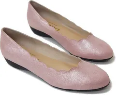 パンプス 痛くない 歩きやすい ぺたんこ ローヒール 3E 日本製 外反母趾 コンフォート シューズ レディース 靴  黒 バレエ フラワーカット 妊婦さん as2224 24.5cm ピンク