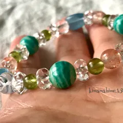 高品質★アクアマリン パワーストーン ブレスレット ゼブラアマゾナイト  薔薇水晶 アクアマリン サンストーン ペリドット 一点物 浄化  運気アップ 開運  パワーストーンブレスレット 天然石 天然石ブレスレット 開運ブレスレット レディース ハンドメイド