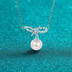 リボン ribbon CZ ダイヤモンド パヴェ ネックレス 結婚式 パーティー