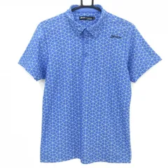 ★特価★スリクソンbyデサント 半袖ポロシャツ ライトブルー×白 総柄 メンズ M ゴルフウェア SRIXON