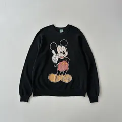 80s USA製　ミッキー　プリント　スウェット　Disney mickey sweat shirt black XXLsize T1991 B5