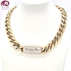 DIOR ディオール Christian Dior COUTURE プレート チョーカー ネックレス 全長48㎝ ライトゴールドトーンメタル 箱 保存袋