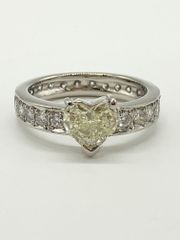 【ITNVTSTG8VS0】PT900 ハートシェイプ ダイヤモンド 1.020ct Light yellow メレダイヤ 1.01ct フルエタニティリング 6.44g #11