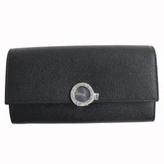 未使用品△BVLGARI ブルガリ 30416 ブルガリブルガリ ロゴクリップ 2つ折り レザー ロングウォレット／長財布 メンズ ブラック 伊製 箱付き