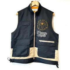 80s！90s！ヴィンテージ！(^w^)b monade esprit モナードエスプリ ジップアップ 裏地フリース ベスト トップス 多ポケット アウトドア キャンプ 登山 BBQ 釣り ブラック 黒 メンズ 男性 サイズ M