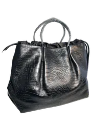 クロコダイル型押し 牛本革レザー 2WAYトートバッグ CP-42TB069 ブラック