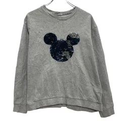 Disney キャラクタースウェット トレーナー L グレー プルオーバー 裏起毛 ディズニー スパンコール 古着卸 アメリカ仕入 a612-8318のサムネイル