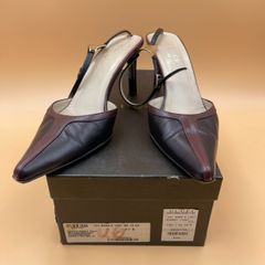 【25.5cm相当/US8.5】GUCCI グッチ パンプス ミュール/ポインテッドトゥ アンクルストラップ 付き/ヴィンテージ ブラック ブルゴーニュ/101 0449 0 1267 U6 13 03/ 服飾 (78-2025-0611-KO-002)