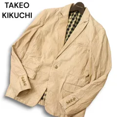 TAKEO KIKUCHI タケオキクチ 秋冬 羊革 リアル ラム レザー★ 裏地チェック テーラード ジャケット Sz.2 メンズ
