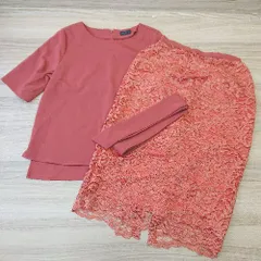 ◇ ◎ apart by lowrys レース ウエストゴム 膝丈 セットアップ上下 サイズL オレンジブラウン系 レディース E  【1405140031539】