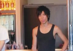 [중고] 원시 사진(남성) BOYS AND MEN/용상/가로형·상반신·의상 블랙·탱크 톱·왼팔 굽힘·혀내기/공식 생 사진