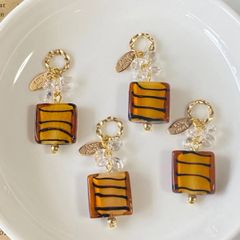 【2個】originalチャーム　ガラスチャーム・ジルコニア