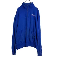 Champion ハーフジップ ロゴスウェット トレーナー L ブルー チャンピオン 裏起毛 古着卸 アメリカ仕入 a701-6506