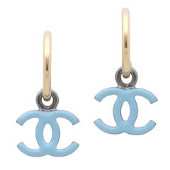 シャネル CHANEL ココマーク リングピアス ゴールド×ブルー メタル 合金 レディース 女性 【中古】