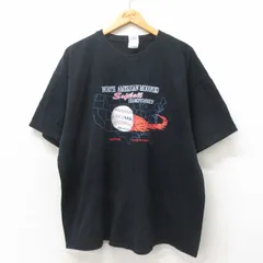 XL/古着 半袖 ビンテージ Tシャツ メンズ 00s ソフトボール 大きいサイズ コットン クルーネック 黒 ブラック 25may13 中古