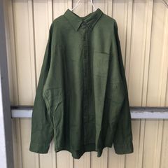 105 LANDS'END 長袖シャツ XL グリーン ボタンダウン ランズエンド シャツ ネルシャツ ロングスリーブシャツ 古着卸 アメリカ仕入
