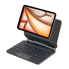 iPad mini6/ mini7 /mini A17 Pro 用 Bluetooth ワイヤレス キーボード 磁気吸着ケース マジック スマートキーボード トラックパッド付 バックライト付 オートスリープ スタンド機能 63キー　63鍵　スペースグレイ