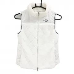 【美品】キャロウェイ 切替中綿ボアベスト 白×ダークネイビー 一部中綿 一部ボア 裏地付き レディース S ゴルフウェア Callaway