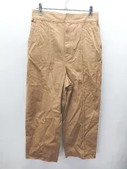 ◇ IENA イエナ シンプル 綺麗め 無地 センタープレス クロップド パンツ サイズ38 キャメル レディース E  【1405140029475】