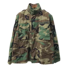 90年代 米軍実物 U.S.ARMY M-65 フィールドジャケット ミリタリー ウッドランドカモ カーキ (メンズ LARGE SHORT) 中古 古着 Q4699