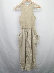 ◇ ⊂ セレクトモカ 異素材ミックス カップ入り ノースリーブ ロング ワンピース サイズS ベージュ系 レディース E  【1507080010176】