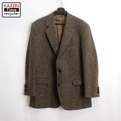 00s イタリア製 Brooks Brothers チェック柄 クルミボタン ハリスツイード ヘリンボーン テーラードジャケット メンズ Lサイズ相当