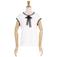 ドルチェ&ガッバーナ DOLCE&GABBANA カットソー Tシャツ ノースリーブ レース リボン 無地 トップス レディース 36(S相当) ホワイト/ブラック