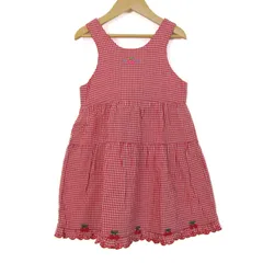 ミキハウス ワンピース トップス ノースリーブ ギンガムチェック柄 キッズ 女の子用 120サイズ 赤×白 MIKIHOUSE 【中古】