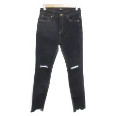 ジーナシス JEANASIS デニムパンツ ジーンズ スキニーパンツ ロング丈 ダメージ加工 カットオフ ストレッチ素材 M インディゴブルー 紺 ネイビー /FF24
