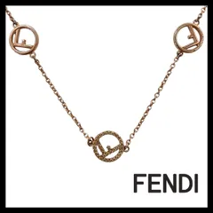 【FENDI】エフ イズ フェンディ ネックレス Fロゴ ラインストーン ローズゴールドカラー ペンダント フェンディ (M-299)