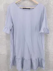 ◇ KBF+ ケービーエフプラス  半袖 膝丈 チュニック ワンピース 1 ブルー系 レディース  【中古】 【1002799606066】