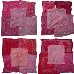 古着卸 まとめ売り ペイズリー柄 バンダナ  小物 20枚セット (ユニセックス ) サーモンピンク ショッキングピンク 中古 古着 NA7886