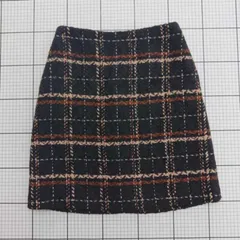 ◇ ⊆ ROPÉ PICNIC チェックツイードスカート ネイビー系×ブラウン系 サイズ38 レディース E  【1508250041419】