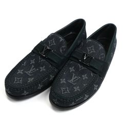 LOUIS VUITTON ルイ・ヴィトン メジャーライン ローファー モノグラムデニム ブラック 1AC5K3 FA0273 6 1/2 M メンズ 中古 極美品