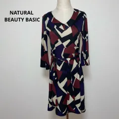 ナチュラルビューティーベーシック ワンピース M 総柄 伸縮性あり