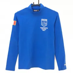 【新品】カッパ 長袖ハイネックシャツ ブルー×白 ハイストレッチ 消臭 バックプリント レディース M ゴルフウェア Kappa