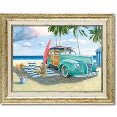 ハワイの浜辺サーフィンカー 1/10 10点限定 絵画 イラスト画 自作絵画
