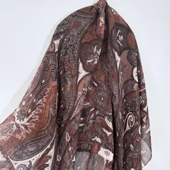 エトロ ETRO 大判ストール シルク ペイズリー ブラウン 130×130cm