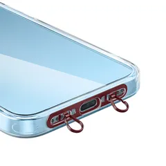 ストラップホルダー 2口ダブルリング 極薄0.4mm ステンレス製 充電干渉なし 回転防止 落下・紛失防止 iPhone 16/15/14/13/12 対応 スマホアクセサリー (ワインレッド) [ワインレッド]