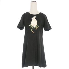 ピンクハウス PINK HOUSE 顔料プリント ウサギ ロングカットソー チュニック 半袖 M ブラック 黒 P019QUAL25B レディース ピンクハウス PINK HOUSE 顔料プリント ウサギ ロングカットソー