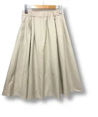 ③【送料無料】【美品】グリーンレーベルリラクシング ユナイテッドアローズ green label relaxing フレアスカート  部分ウエストゴム ライトベージュ Sサイズ36■管理番号L29164SSA25-250715-10(198)