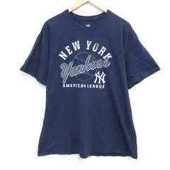 XL/古着 半袖 Tシャツ メンズ MLB ニューヨークヤンキース コットン クルーネック 紺 ネイビー メジャーリーグ ベースボール 野球 25aug01 