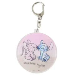 【メール便】リロ＆スティッチ キーホルダー スライドアクリルキーホルダー 水彩 スティッチ＆エンジェル ディズニー マリモクラフト プレゼント キャラクター グッズ 